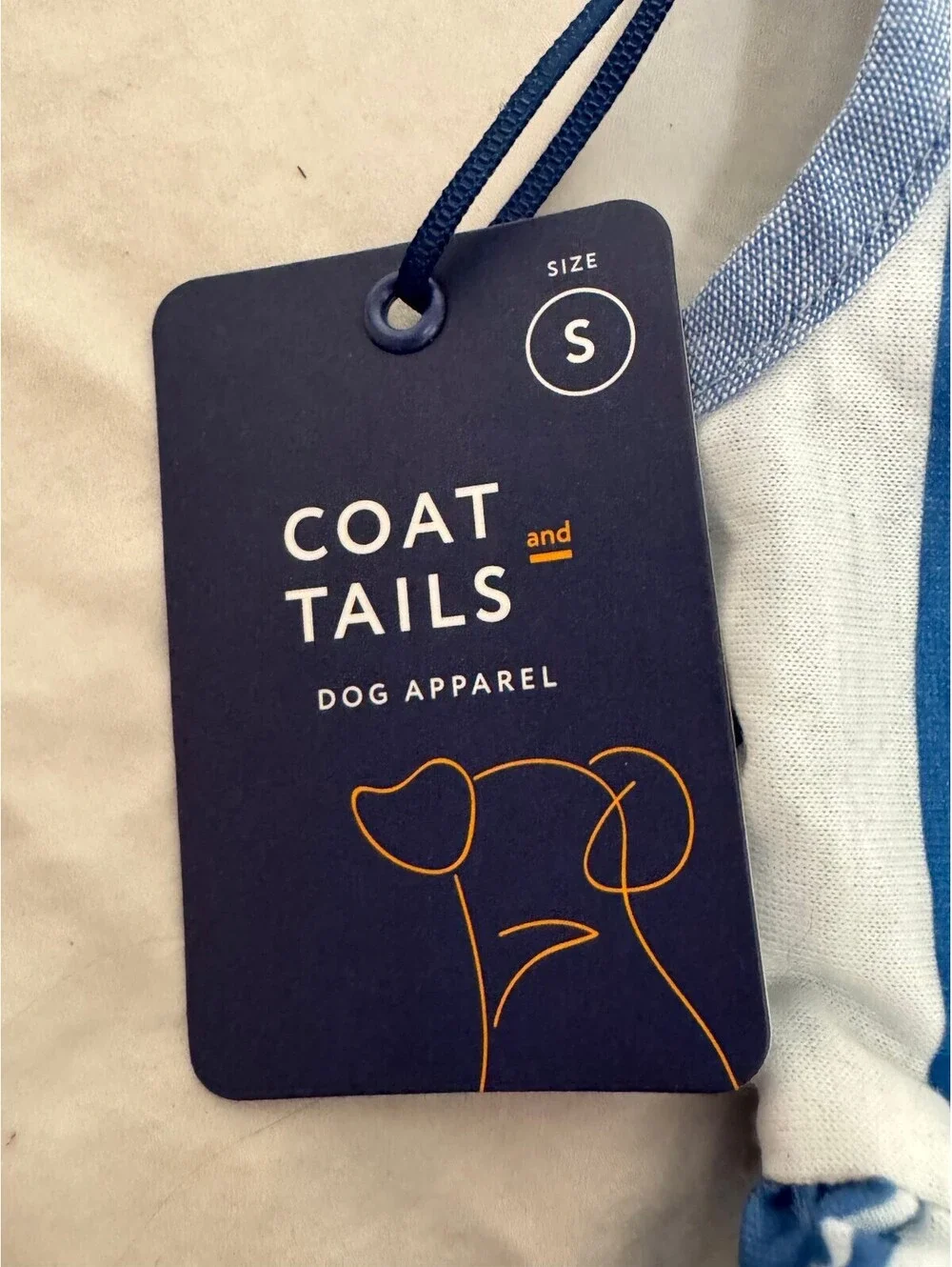 Coat & Tails Blue White Striped Ruffle Dog Dress Size Small